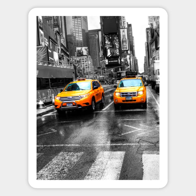 Yellow Taxi Cabs Times Square New York City Sticker by tommysphotos